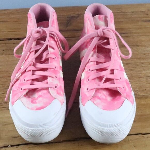 ADIDAS BRAVADA PINK HAWAIIAN FLORAL HIGH TOP PLATFORM CANVAS SNEAKERS SIZE 9.5 - Picture 2 of 11